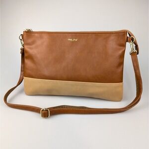 Legato‎ Largo Japan Brown Tan Colorblock Crossbody Bag Purse with Zipper Pockets